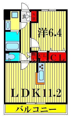 グリシーナおおたかIII(1LDK/2階)の間取り写真
