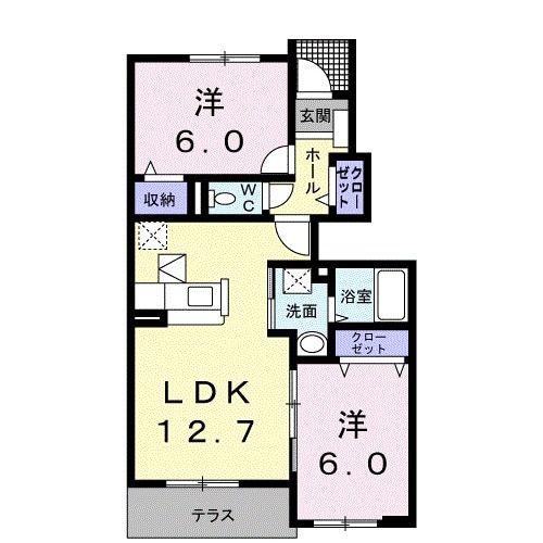 コンシェルシミズ I(2LDK/1階)の間取り写真