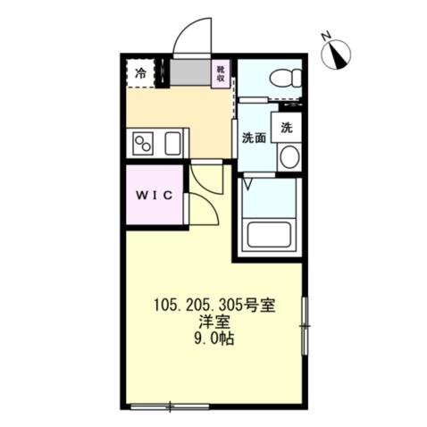 FELICE相模原(1K/3階)の間取り写真
