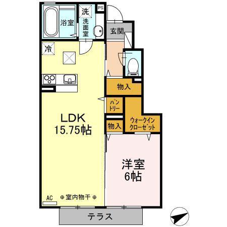グランメールⅡ番館(1LDK/1階)の間取り写真