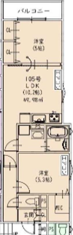 ピレーネ一津屋(2LDK/2階)の間取り写真