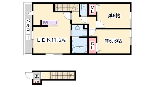 グランクレール(2LDK/2階)の間取り写真