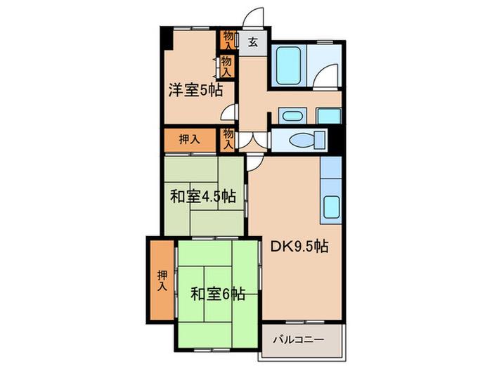 アミティハイツ第2大久保(3DK/4階)の間取り写真