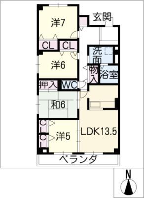 三渓ヒルズ A棟(4LDK/3階)の間取り写真
