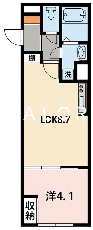 小田急小田原線 小田急相模原駅 徒歩9分 3階建 築1年(1LDK/1階)の間取り写真