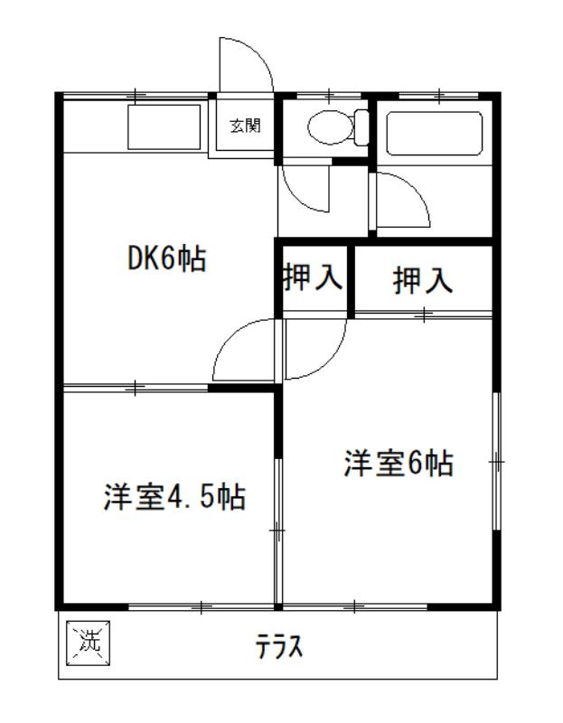 第2鈴木荘(2DK/1階)の間取り写真