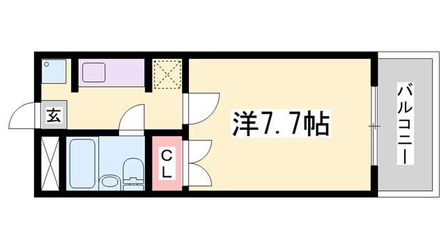 KX御立(1K/2階)の間取り写真