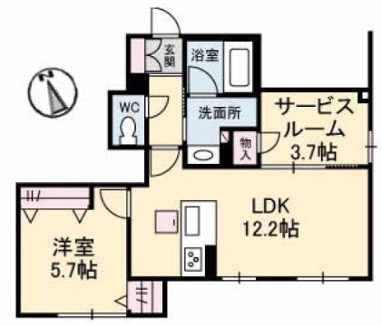 ＪＲ山陽本線 福山駅 バス乗車時間：20分 最寄りバス停で下車 徒歩4分 2階建 築5年(1SLDK/1階)の間取り写真