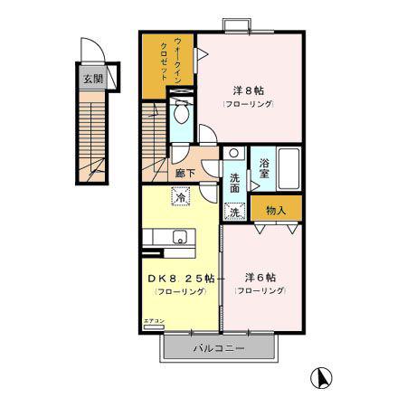 ローズコートSATO(2DK/2階)の間取り写真