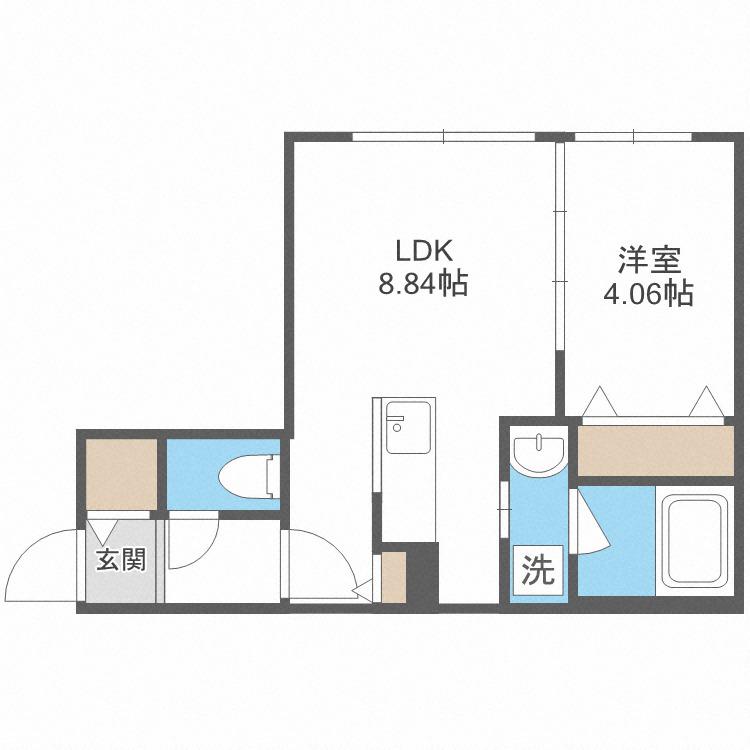 ガイアール厚別南(1LDK/3階)の間取り写真