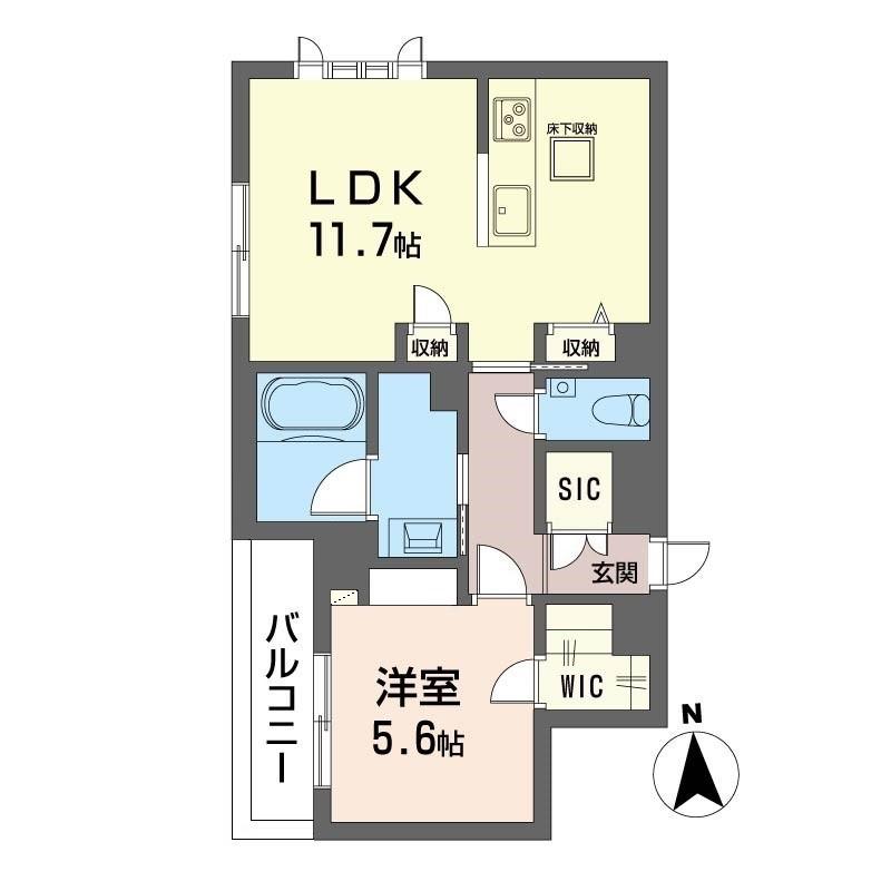 ル ボヌール(1LDK/1階)の間取り写真