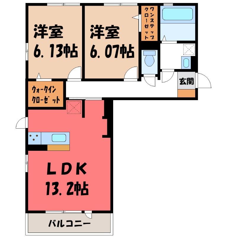 クレアシオン城北(2LDK/1階)の間取り写真