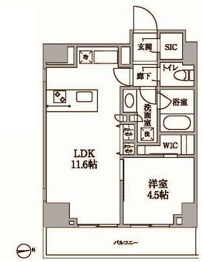 レジディア中延II(1LDK/13階)の間取り写真