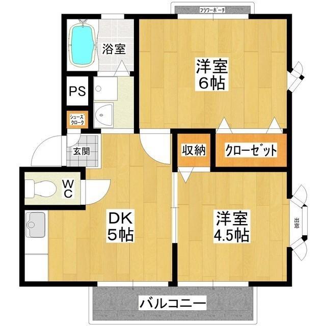 サンライフ五十嵐(2DK/2階)の間取り写真