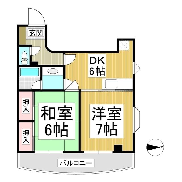 グリーンスクエア穂波(2DK/5階)の間取り写真