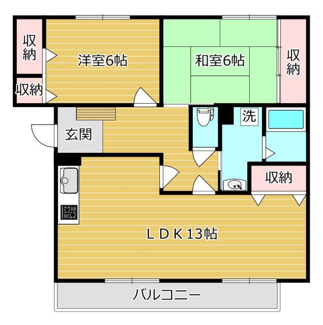 ルミエール(2LDK/2階)の間取り写真