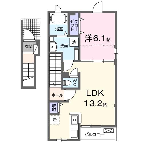 マニフィーク(1LDK/2階)の間取り写真