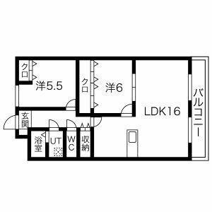 第2宝照ハイツ(2SLDK/4階)の間取り写真