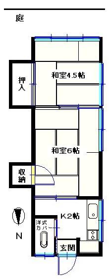 仁徳荘 風呂無 福祉専用(2K/1階)の間取り写真