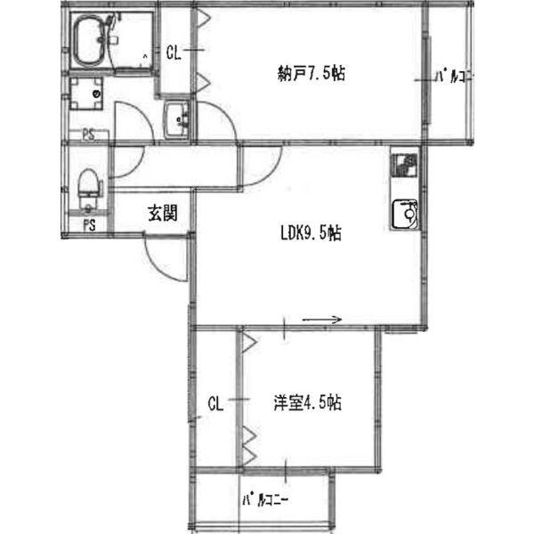 EIJU吹田南正雀(2LDK/1階)の間取り写真