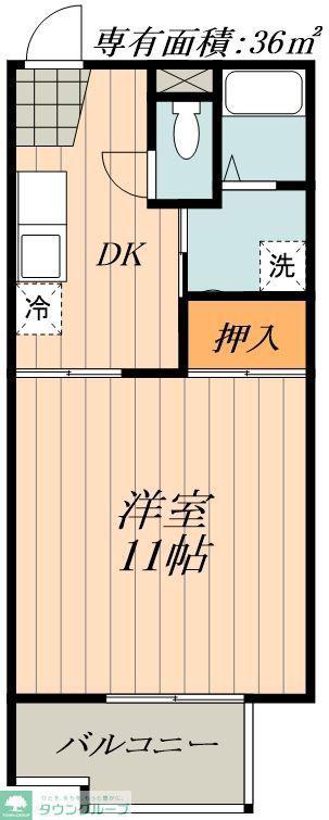 ジョイフルふじつか(1DK/3階)の間取り写真