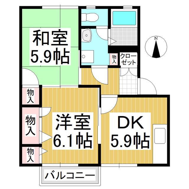 フレグランス花みづきA(2DK/2階)の間取り写真
