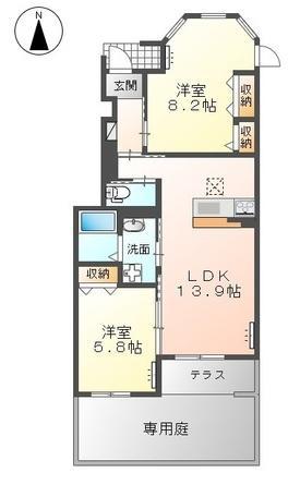 ベル ハピネス(2LDK/1階)の間取り写真