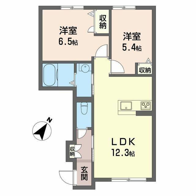 デルフィ II(2LDK/1階)の間取り写真