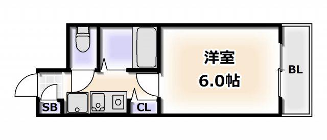 グランヴィ天王寺(1K/1階)の間取り写真