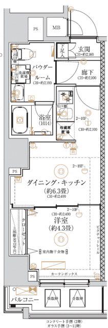ガリシア森下VI(1DK/5階)の間取り写真