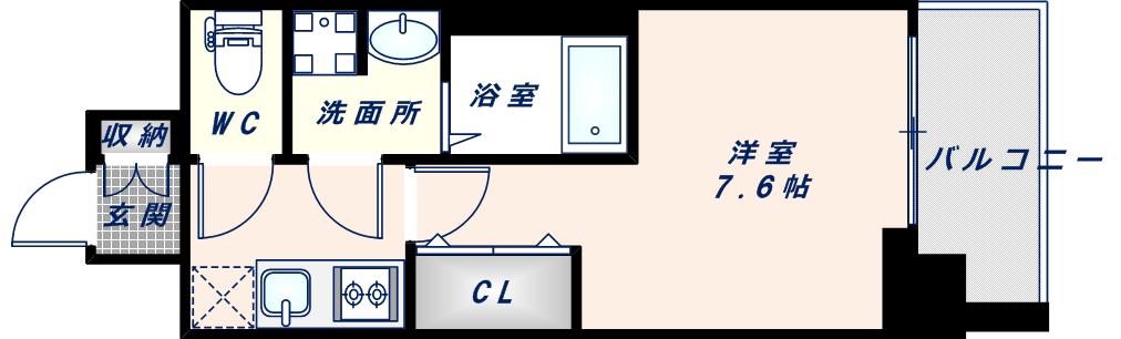 ジアコスモ大阪城南II(1K/5階)の間取り写真
