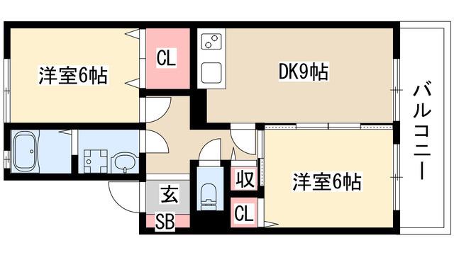 サクセス岩崎台 B(2DK/1階)の間取り写真