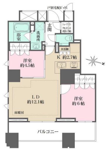 ザ・パークハウス麹町三丁目(2LDK/3階)の間取り写真