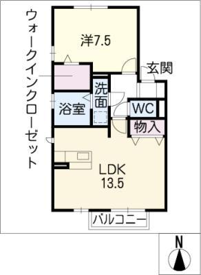 THREE WOODS Y&F A(1LDK/1階)の間取り写真