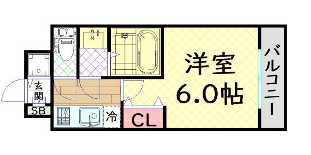 エスリード大阪ドームCERCA(1K/2階)の間取り写真