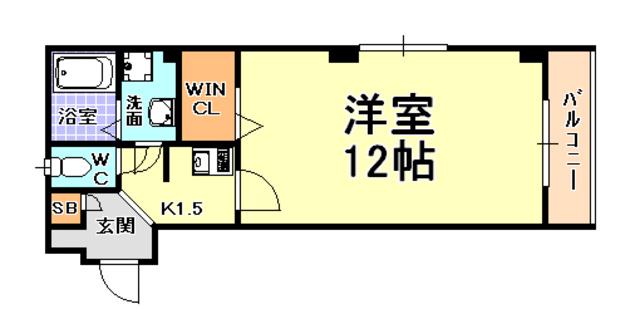 FORTEASHIYA(1K/3階)の間取り写真