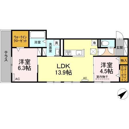 HOPE LODGE J(2LDK/1階)の間取り写真
