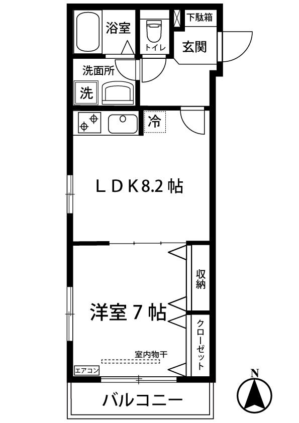 カロス新百合(1LDK/3階)の間取り写真