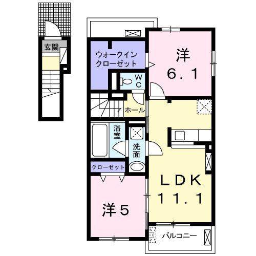 グラン シャリオ III(2LDK/2階)の間取り写真
