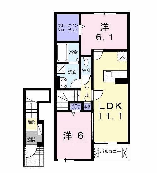 ルーチェ・ソラーレII(2LDK/2階)の間取り写真