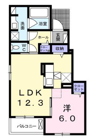 LARA(1LDK/1階)の間取り写真