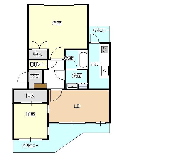 メゾンカルム(2LDK/2階)の間取り写真