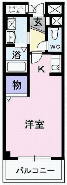 ニューアメニティ(ワンルーム/2階)の間取り写真