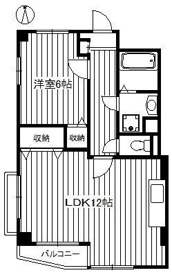 サンパレス赤塚(1LDK/2階)の間取り写真