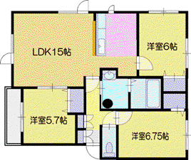 ＪＲ千歳線 長都駅 徒歩19分 3階建 築13年(3LDK/3階)の間取り写真