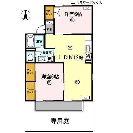 モントン(2LDK/1階)の間取り写真