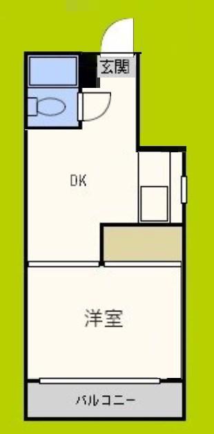 コーポハラ(1DK/2階)の間取り写真