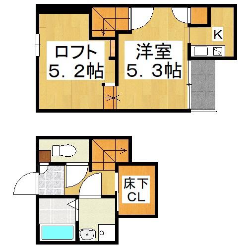ADC高島リブレ(1K/2階)の間取り写真