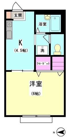 カーサベル(1K/1階)の間取り写真