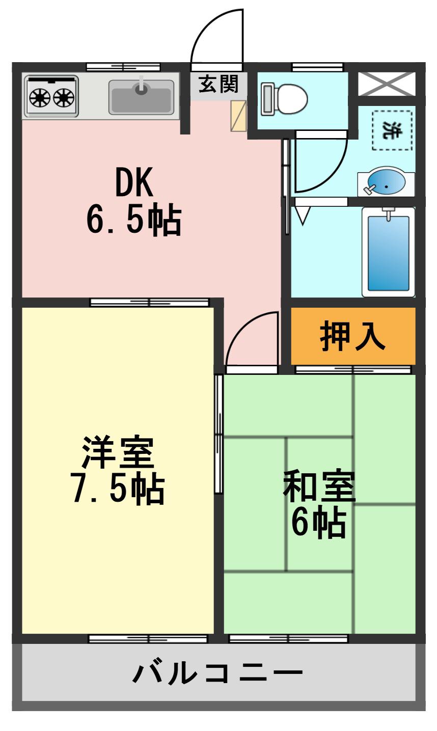 グランテふざん(2DK/2階)の間取り写真